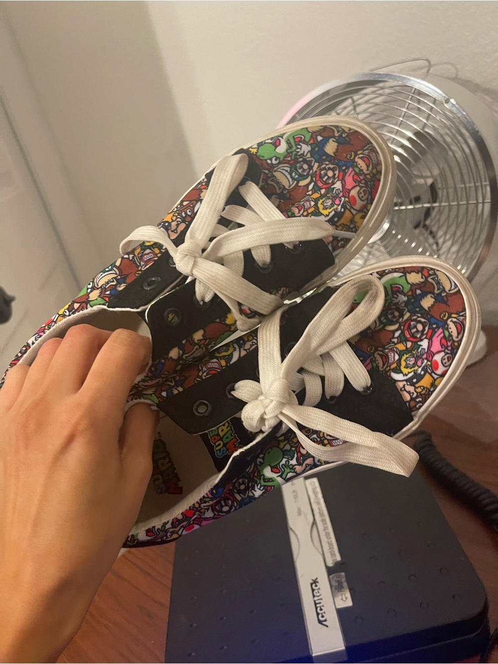 Kids Multicolor super Mario Print Canvas Sneakers with White Laces